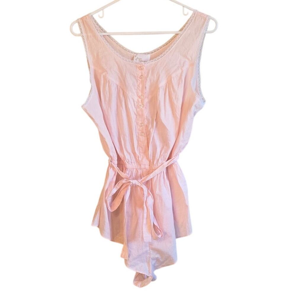 Vintage Ilise Stevens pink cotton romper NWT size large